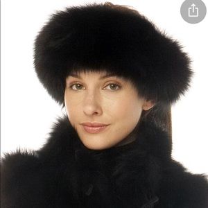 Black fox fur headband